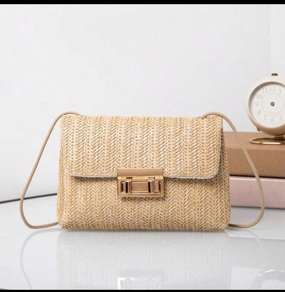 Fashionable Solid Color Woven Crossbody Bag, Perfect For Women' Daily Use