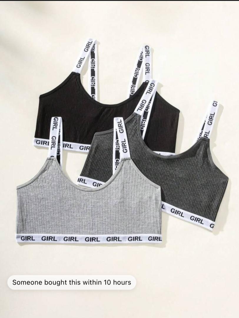 Women's Letter Web Bra 3-Piece Set Sports