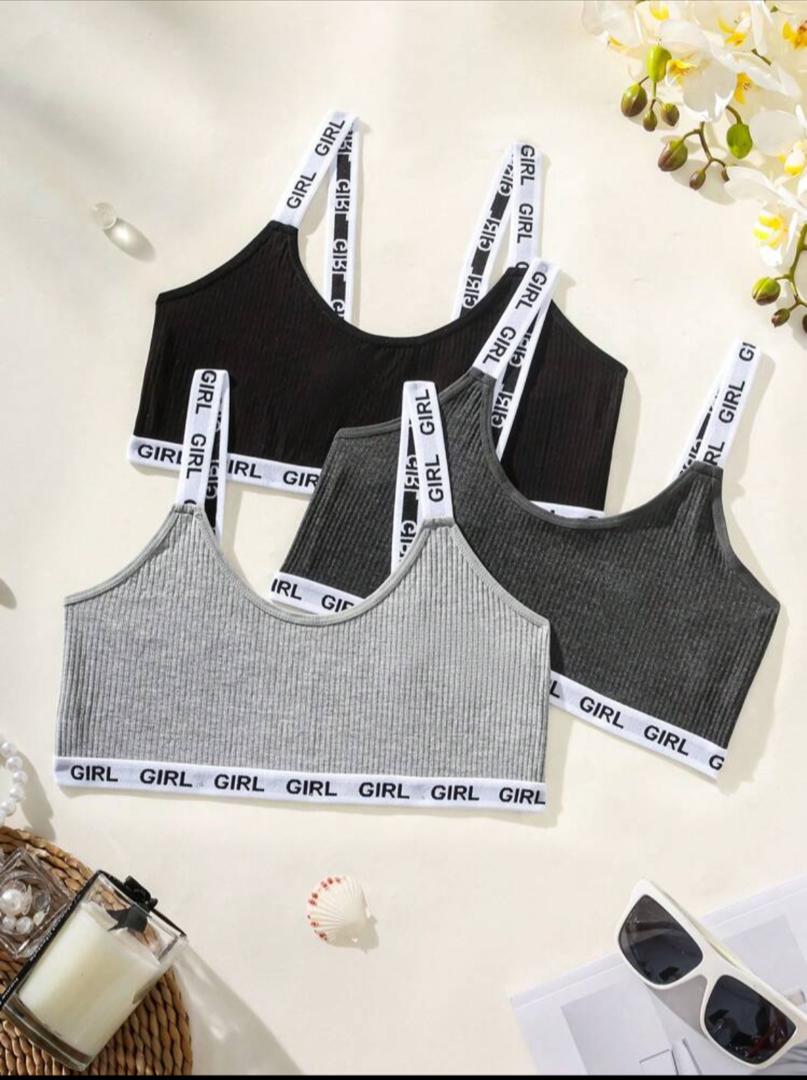 Women's Letter Web Bra 3-Piece Set Sports