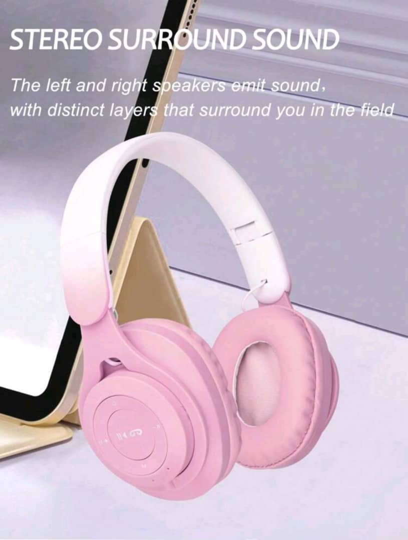 New Gradient Color Over-Ear Bluetooth Headphones, Foldable And Retractable, Fashionable For Girls, High Definition Sound Quality, Wireless, Ideal For Phone Calls And Music Listening