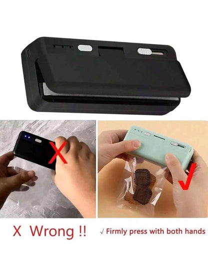 1pc Rechargable Sealing Machine, Mini Chip Bag Sealer, Storage Bag Plastic Package Snack Sealer Clip Bag Handheld Heat Sealer, Bag Heat Sealer Thermal for Food Storage