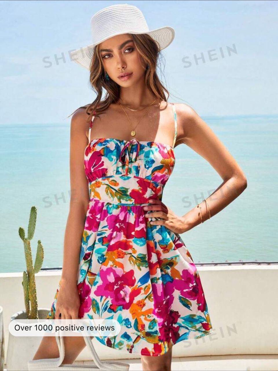 Floral Print Tie Front Cami Dress