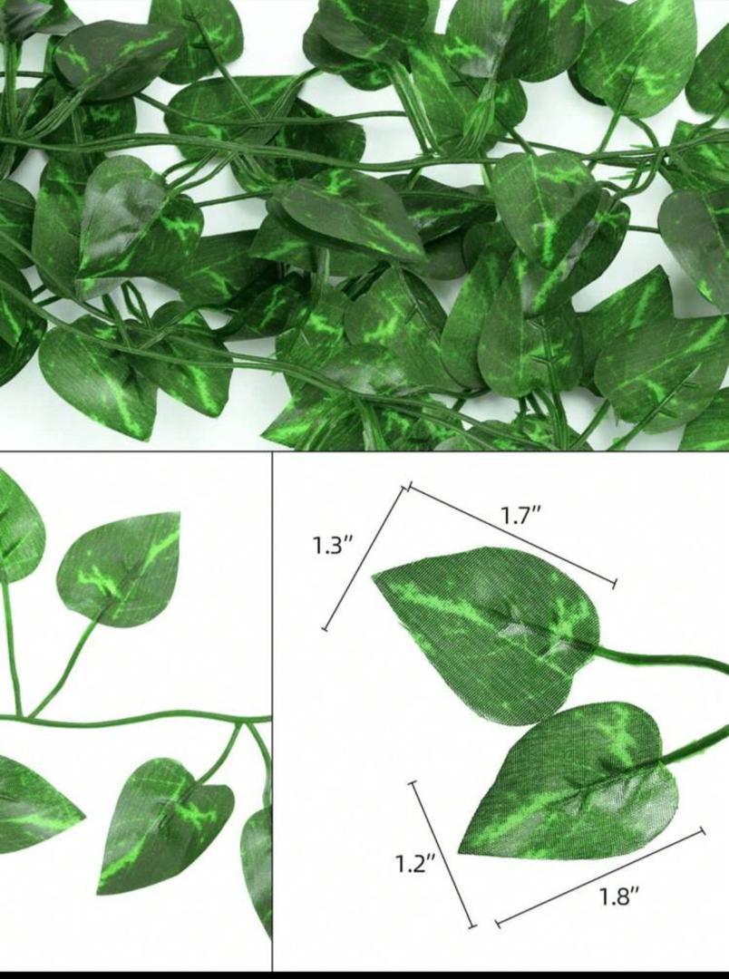 12Pcs/Set Or 1Pc/Pack Green Artificial Plant Garland Plastic Artificial Ivy Leaf Garland Wall Hanging Vine Home Garden Decoration Wedding Party DIY Fake Wreath Leaf