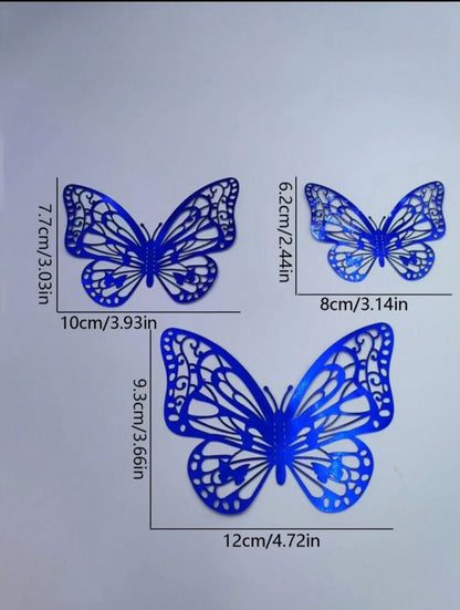 12pcs/Set 3D Hollow Out Butterfly Wall Stickers For Cake & Wedding & Living Room Home Decoration