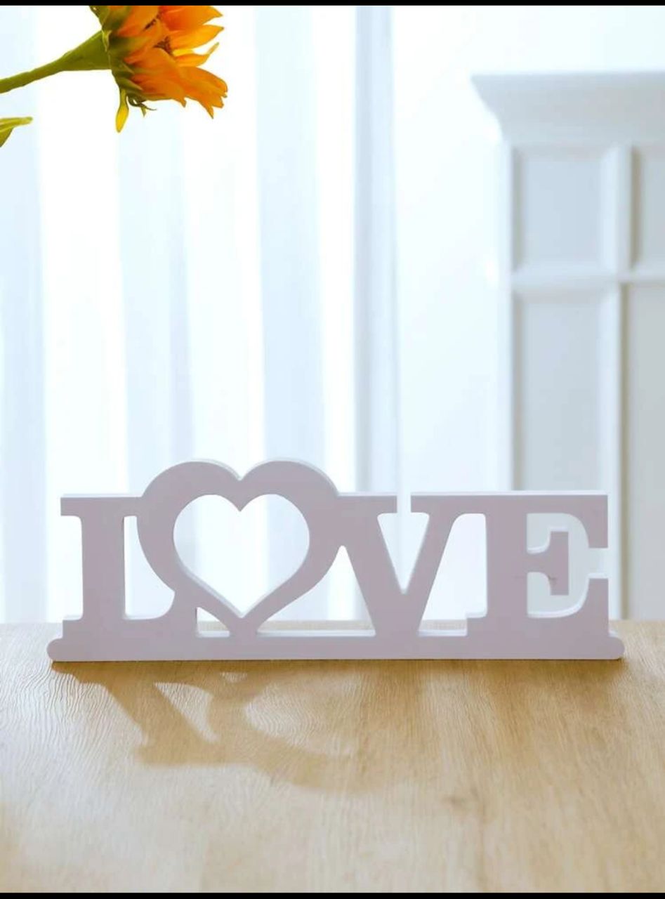 1pc Love Design Art Decoration, White Plastic Decoration Craft For Home