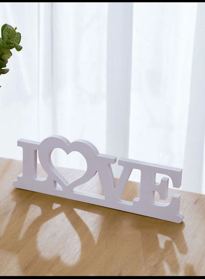 1pc Love Design Art Decoration, White Plastic Decoration Craft For Home