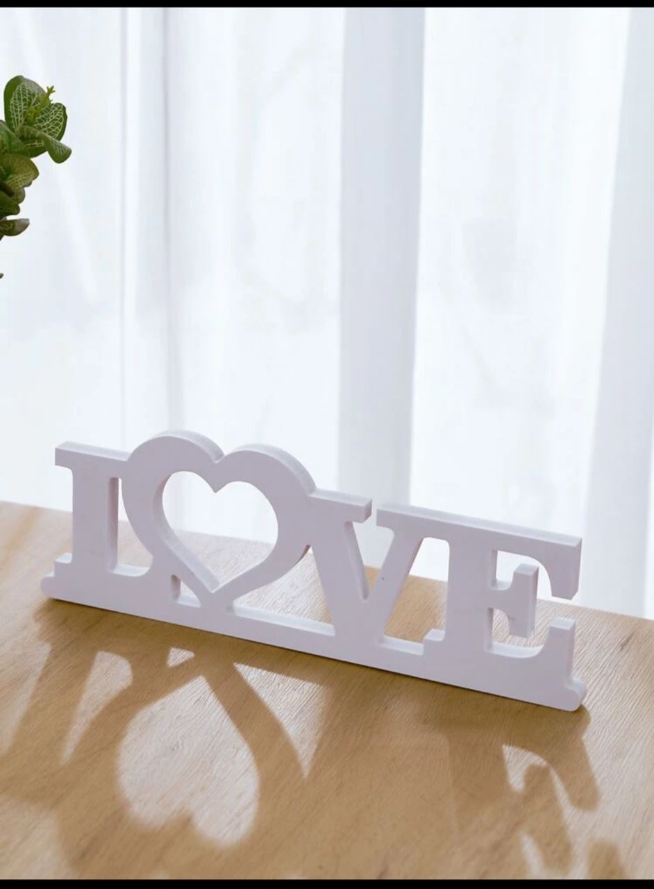 1pc Love Design Art Decoration, White Plastic Decoration Craft For Home