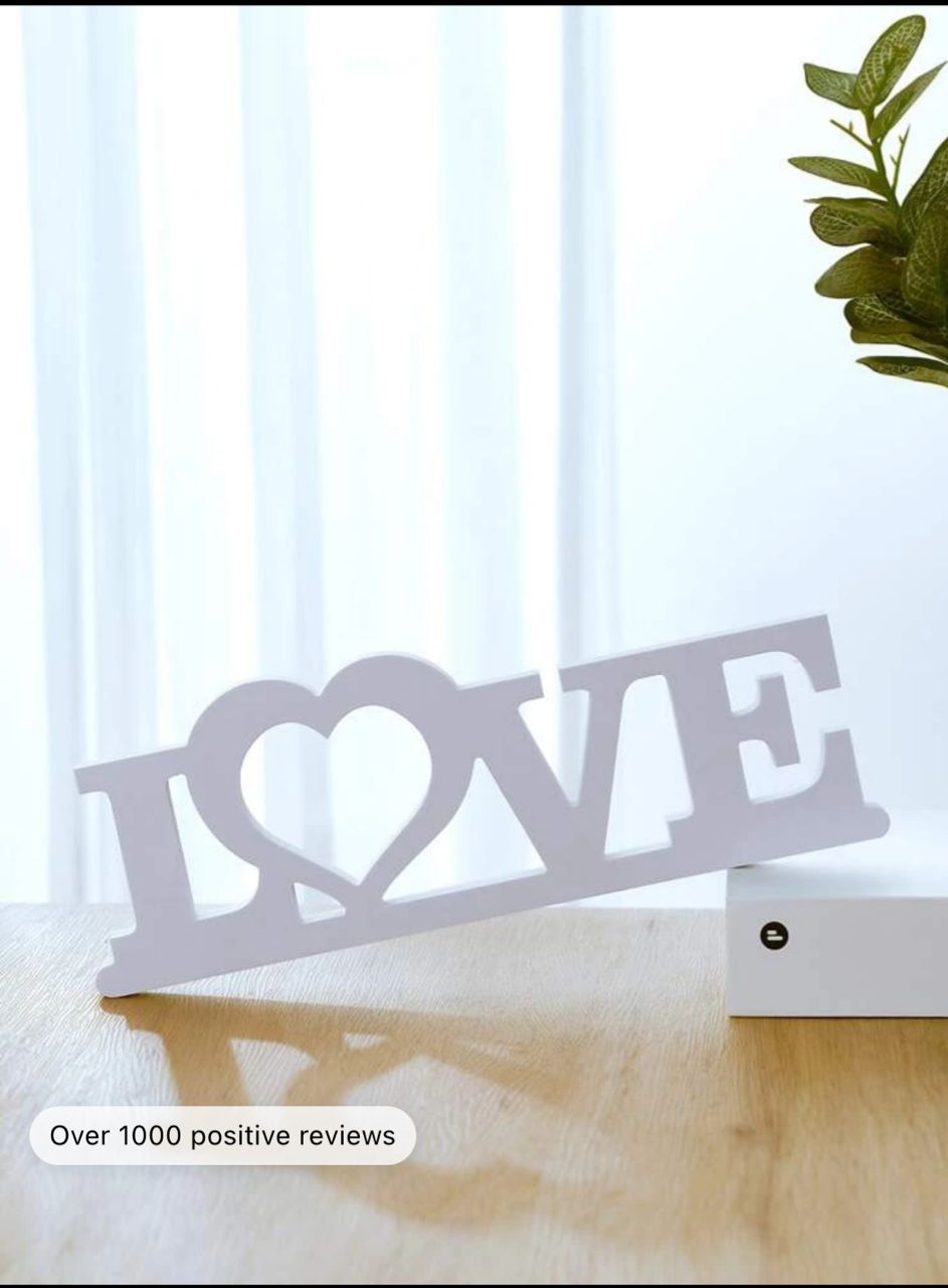 1pc Love Design Art Decoration, White Plastic Decoration Craft For Home