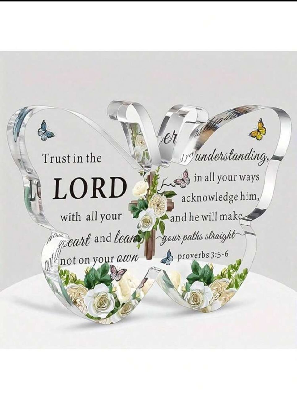 1 Pc Acrylic Christian Gift Bible Scripture  Gift Women Men Inspiring Scripture Gift Butterfly Prayer Room Decorated Faith Token Christmas Home Paperweight