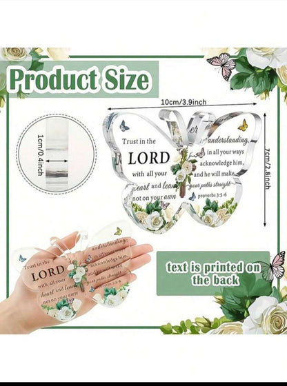 1 Pc Acrylic Christian Gift Bible Scripture  Gift Women Men Inspiring Scripture Gift Butterfly Prayer Room Decorated Faith Token Christmas Home Paperweight