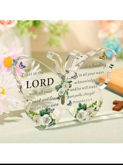 1 Pc Acrylic Christian Gift Bible Scripture  Gift Women Men Inspiring Scripture Gift Butterfly Prayer Room Decorated Faith Token Christmas Home Paperweight