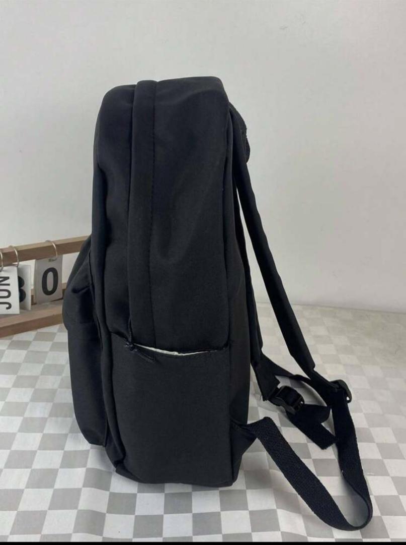 Solid Color Double Shoulder Bag Backpack With Pendant And Letter Decoration Man Bag Back To School Students School Supplies University Bag College Teacher School Backpack Book Bag Large Capacity School Bag Luggage Backpack School Pencil Case