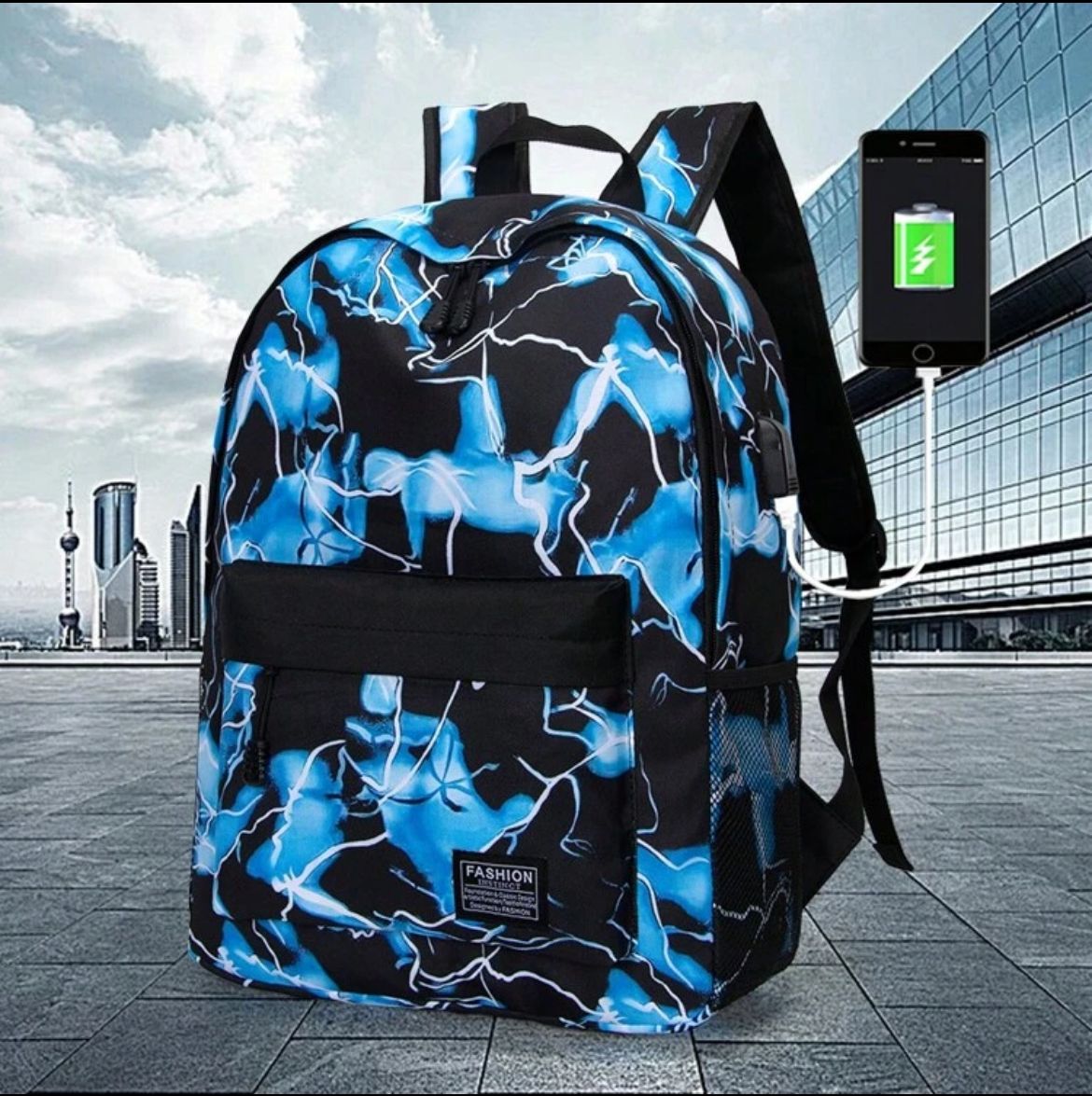 Men's Printed Multi-Functional Casual Backpack