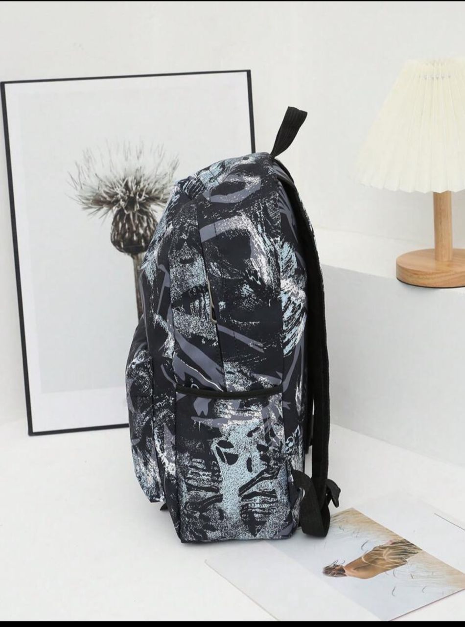 3pcs Boys & Girls Graffiti Print Fashion School Backpack With 15-Inch Laptop Compartment, Including Shoulder Crossbody Bag And Coin Pencil Case School Bag Set Back To School Students Commute Multi-FunctionalSchool Supplies