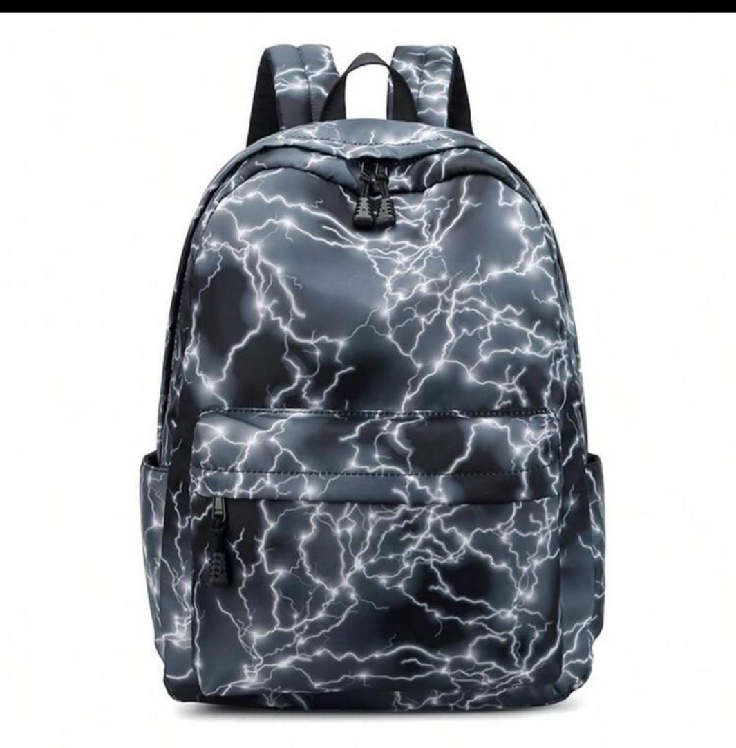 Cross-Border Lightning Printed Backpack Backpack Can Accommodate 15-Inch Computer Oxford Cloth Large Capacity Lightweight Campus Junior High School College Boys And Girls School Backpack Back To School Students Commute Book Bag School Bag School Supplies