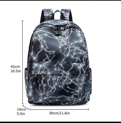 Cross-Border Lightning Printed Backpack Backpack Can Accommodate 15-Inch Computer Oxford Cloth Large Capacity Lightweight Campus Junior High School College Boys And Girls School Backpack Back To School Students Commute Book Bag School Bag School Supplies