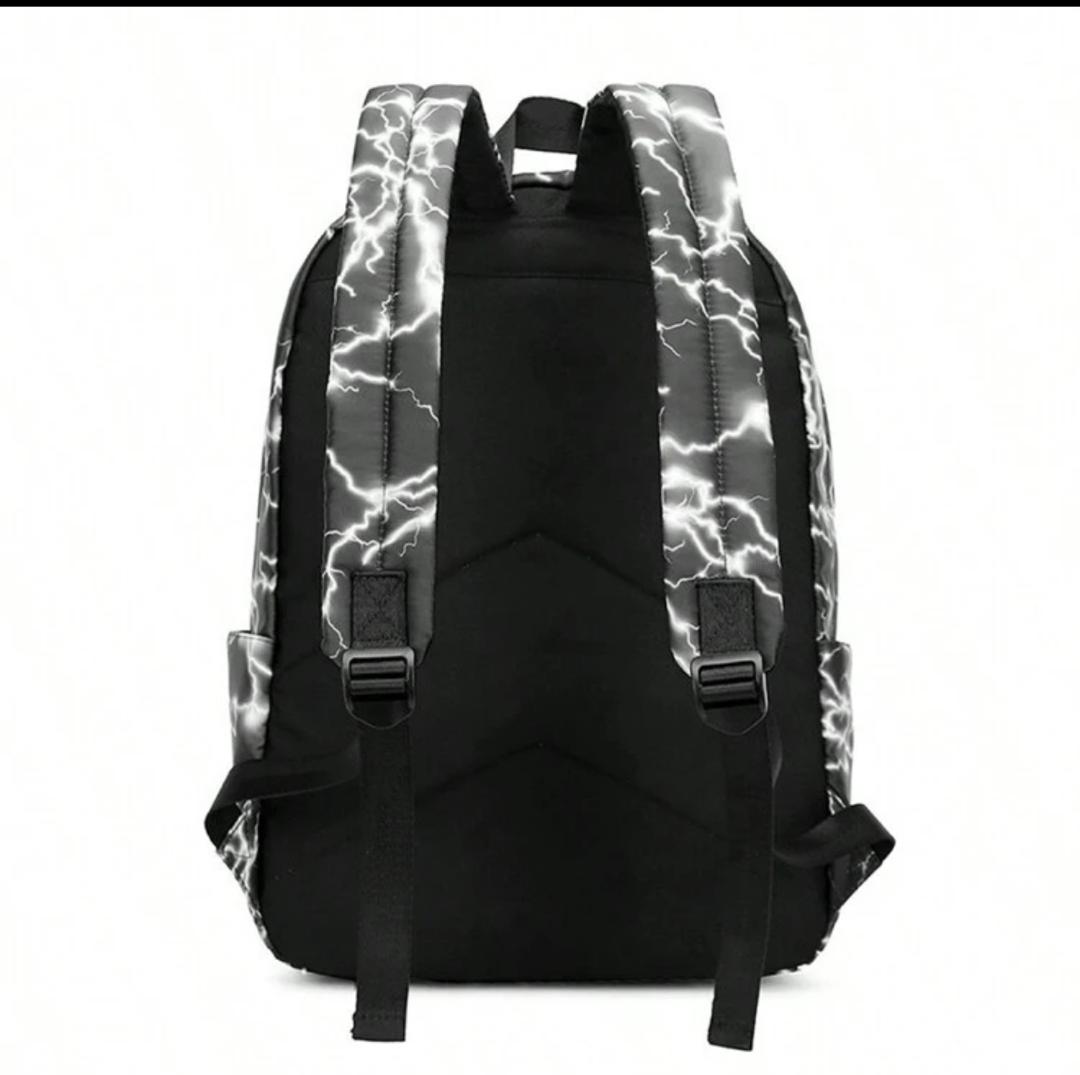 Cross-Border Lightning Printed Backpack Backpack Can Accommodate 15-Inch Computer Oxford Cloth Large Capacity Lightweight Campus Junior High School College Boys And Girls School Backpack Back To School Students Commute Book Bag School Bag School Supplies