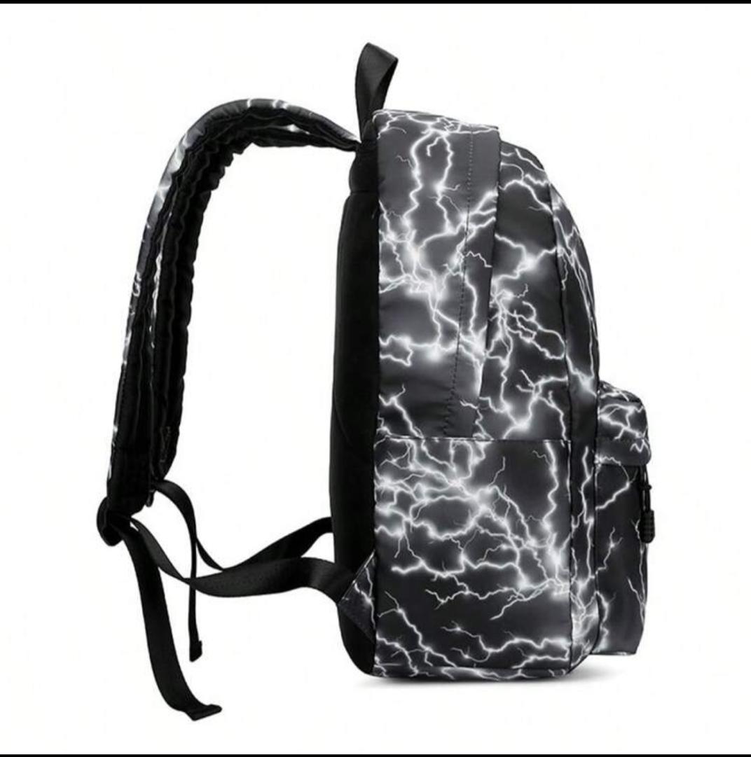 Cross-Border Lightning Printed Backpack Backpack Can Accommodate 15-Inch Computer Oxford Cloth Large Capacity Lightweight Campus Junior High School College Boys And Girls School Backpack Back To School Students Commute Book Bag School Bag School Supplies