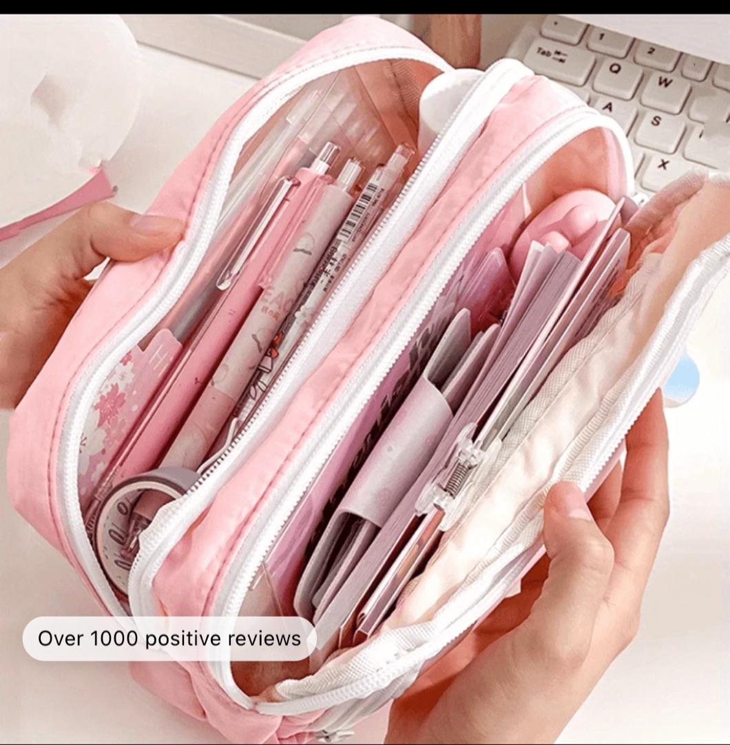 1pc Macaron Large Pencil Case Pouch ,INS Stationery Bag, Portable Handheld Pencil Case Bag , Cosmetic Bag,  For Teens Office,&School Supplies