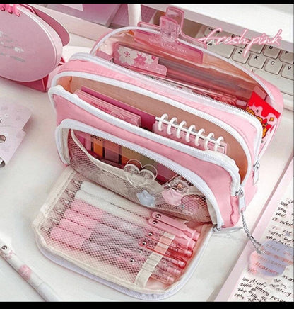 1pc Macaron Large Pencil Case Pouch ,INS Stationery Bag, Portable Handheld Pencil Case Bag , Cosmetic Bag,  For Teens Office,&School Supplies