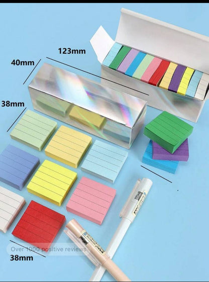 100pcs/1100pcs Sticky Notes 11 Colors Memo Pad Index Card Labels Marking Paper Office & Study Stationery Notebook, Reminder Book, Stickers, Colorful Paper, Office Paper, Fridge Magnet Stickers, Random Non-Repetitive Colors