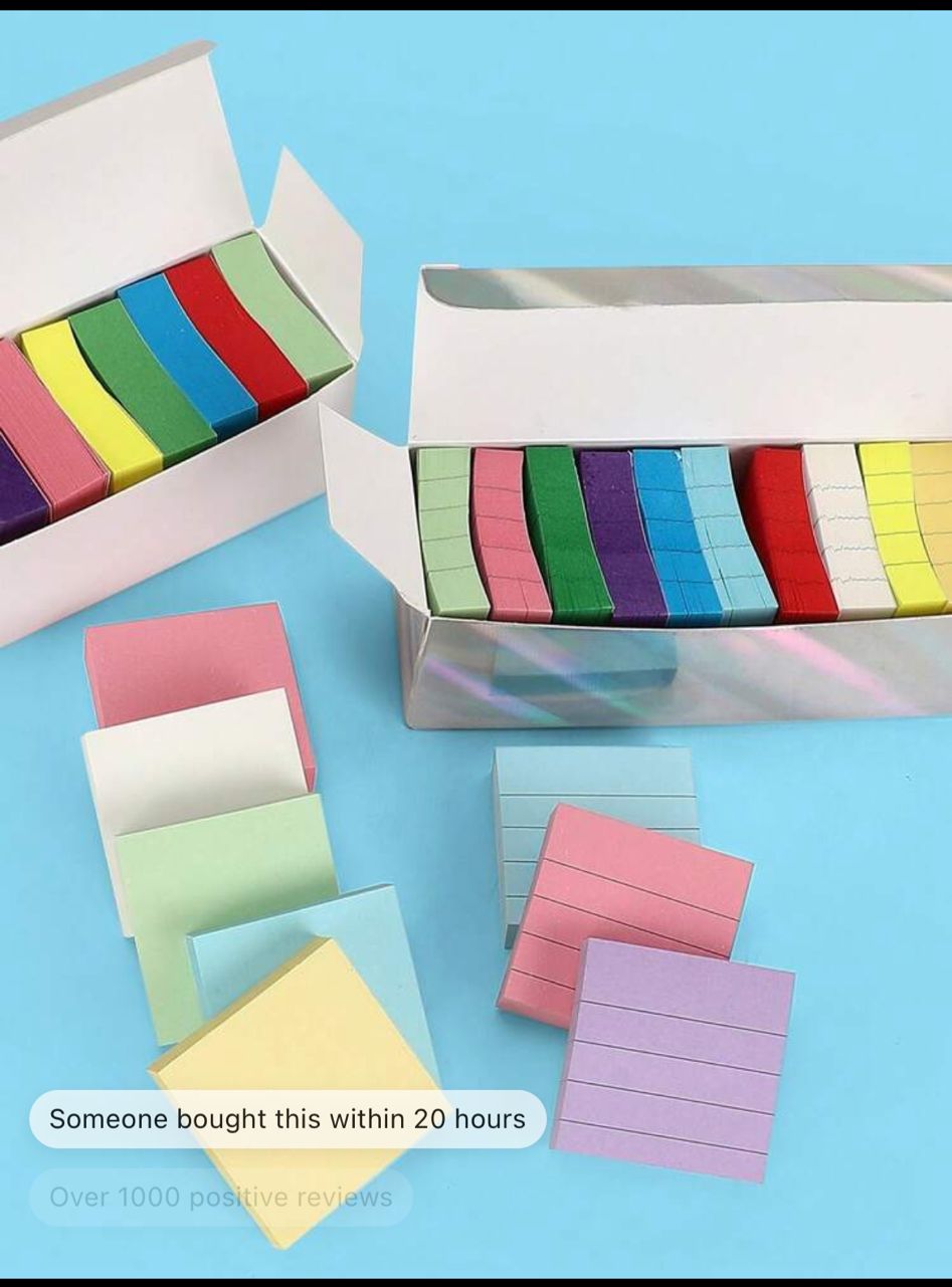 100pcs/1100pcs Sticky Notes 11 Colors Memo Pad Index Card Labels Marking Paper Office & Study Stationery Notebook, Reminder Book, Stickers, Colorful Paper, Office Paper, Fridge Magnet Stickers, Random Non-Repetitive Colors