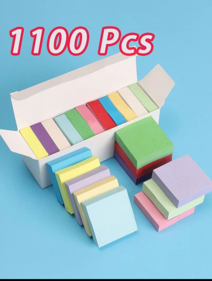 100pcs/1100pcs Sticky Notes 11 Colors Memo Pad Index Card Labels Marking Paper Office & Study Stationery Notebook, Reminder Book, Stickers, Colorful Paper, Office Paper, Fridge Magnet Stickers, Random Non-Repetitive Colors