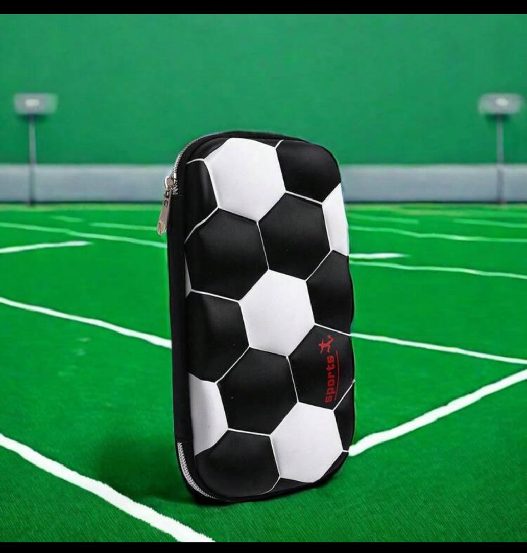 1pc 3D Large-Capacity Creative Football Shape Design Writing Case, 3D Pressable, Boys 'writing Case, Suitable For School Students, New Semester Gifts For Students