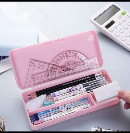 1pc Portable Matte Pencil Case, Large Capacity Stationery Box, Multifunctional Pen Holder