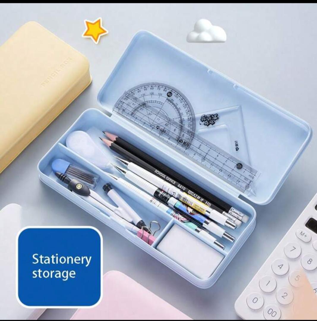 1pc Portable Matte Pencil Case, Large Capacity Stationery Box, Multifunctional Pen Holder