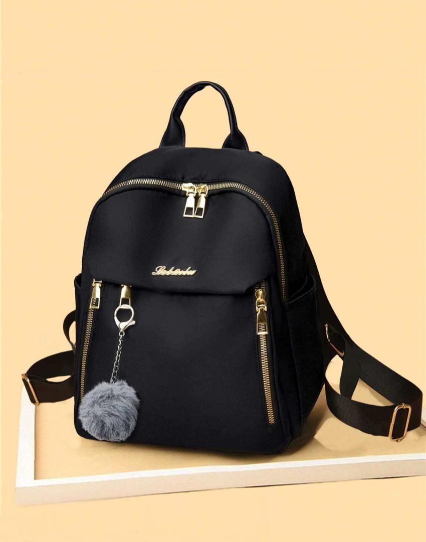 Stylish All-Match Backpack With Fur Ball Pendant - Perfect For School! Women Casual Shoulder Bag,Ladies Travel Backpack.