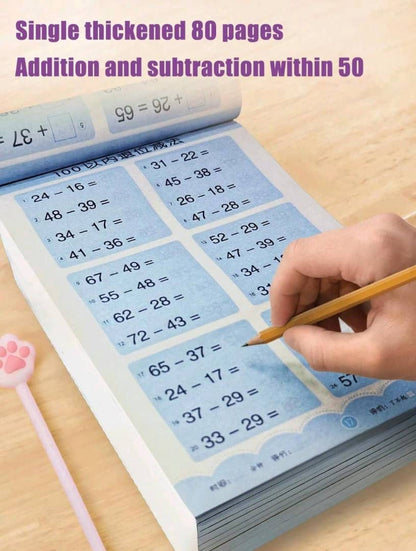 1pc Daily Practice Mathematics Workbook For Kids - Addition, Subtraction, Decomposition And Composition Practice In Vertical And Horizontal Format, 80 Pages (Contains Some Chinese Characters, Does Not Affect The Normal Use Of The Product, Please Feel Free