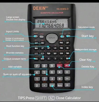 1pc Battery Model Multifunctional Scientific Calculator Function Machine 240 Functions Double-Line Display Special For Student Examination Factory Price Economic Pack