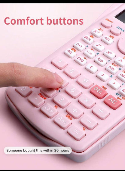 1pc Pink Student Scientific Calculator, Multifunctional Exam & Study Tool For Calculating Function & Fraction With 12-digit Display; Multifunctional Financial Calculator