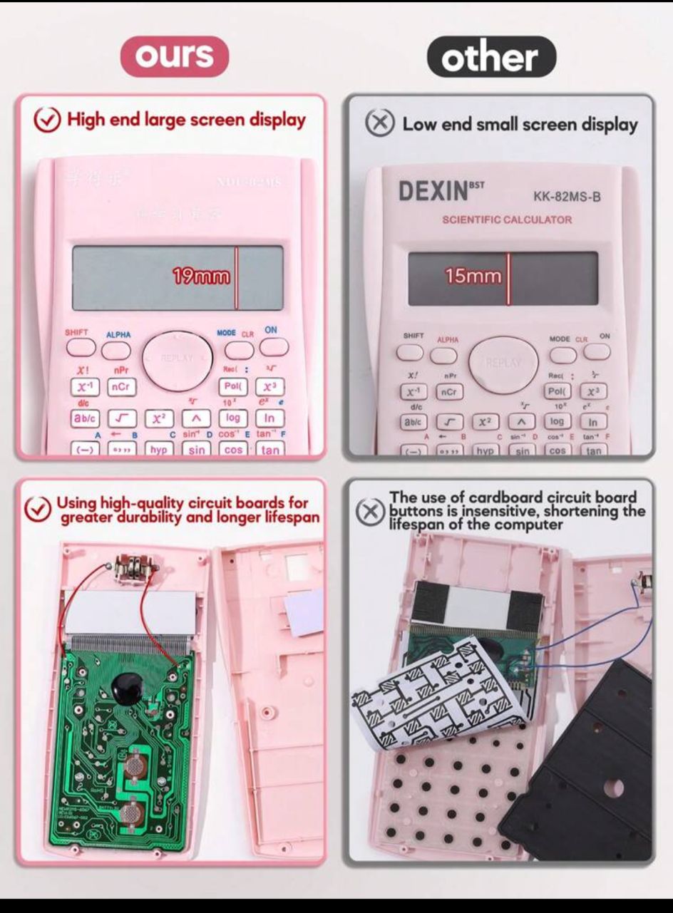 1pc Pink Student Scientific Calculator, Multifunctional Exam & Study Tool For Calculating Function & Fraction With 12-digit Display; Multifunctional Financial Calculator