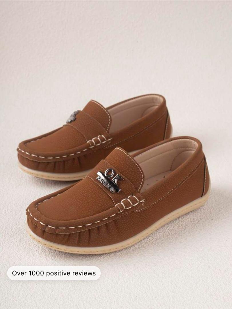 Boys Breathable Metal Letter Decor Loafers For Daily Life