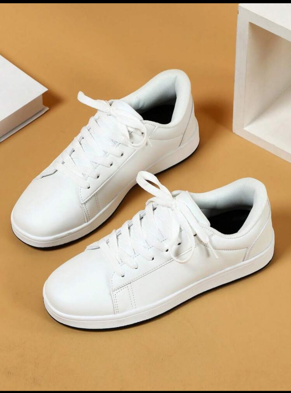 White Fashionable Casual Shoes, Lightweight, Comfortable, Trendy Casual Slip-On Sneakers, Simple Stylish, Comfortable, Durable, Skateboard Shoes, School Shoes