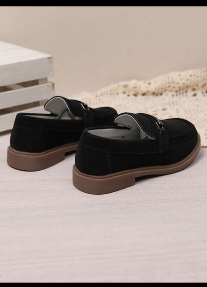 1pair Unisex Kids' Comfortable Suede Texture PU Slip-On Shoes, All Seasons.