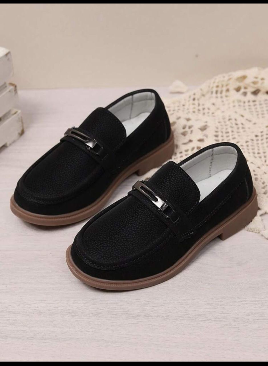 1pair Unisex Kids' Comfortable Suede Texture PU Slip-On Shoes, All Seasons.