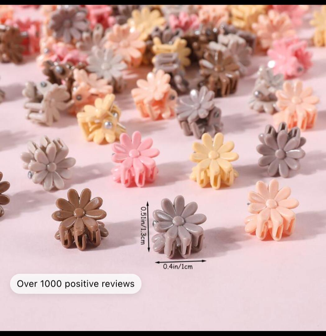 50pcs Girls' Random Color Floral Crown, Five-Pointed Star, Bunny Ears, Daisy Hair Clip & Claw, Cute Hair Accessories For Daily Use