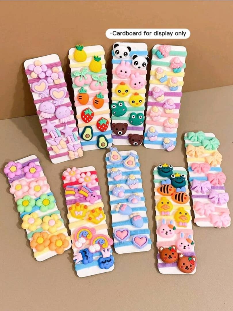 90pcs Girls' Sweet Cartoon Candy Colored Thumb Hair Ties