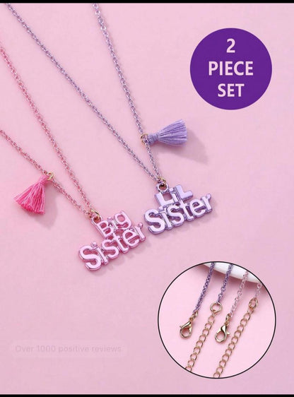 2pcs Creative Cute Cartoon "SISTER" Tassel BFF Necklace Decorative Accessories Holiday Gift For Best Friends Girls Accessories