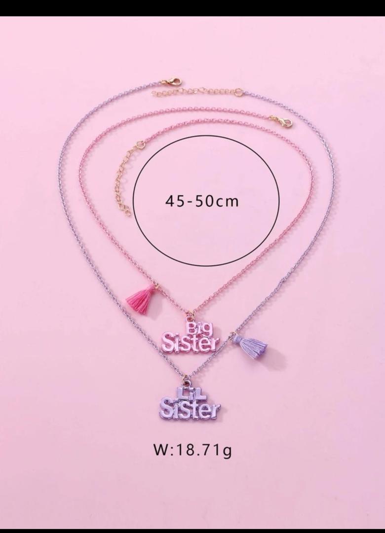 2pcs Creative Cute Cartoon "SISTER" Tassel BFF Necklace Decorative Accessories Holiday Gift For Best Friends Girls Accessories