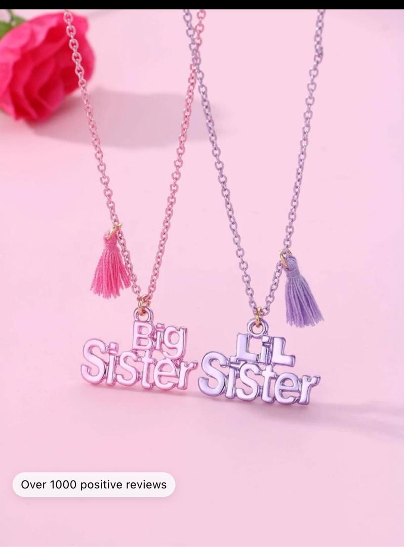 2pcs Creative Cute Cartoon "SISTER" Tassel BFF Necklace Decorative Accessories Holiday Gift For Best Friends Girls Accessories