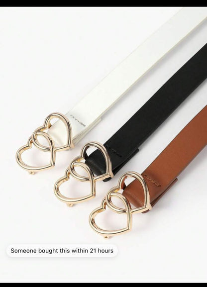 3pcs Kids Heart Buckle Decor Belt For Pants Decoration