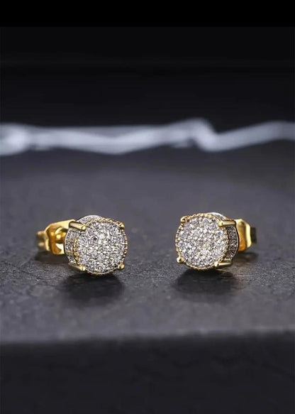 Men Cubic Zirconia Decor Stud Earrings