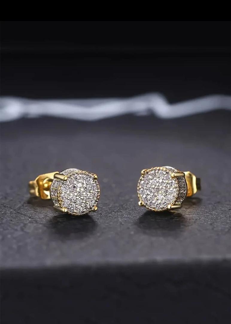 Men Cubic Zirconia Decor Stud Earrings