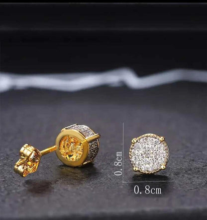 Men Cubic Zirconia Decor Stud Earrings