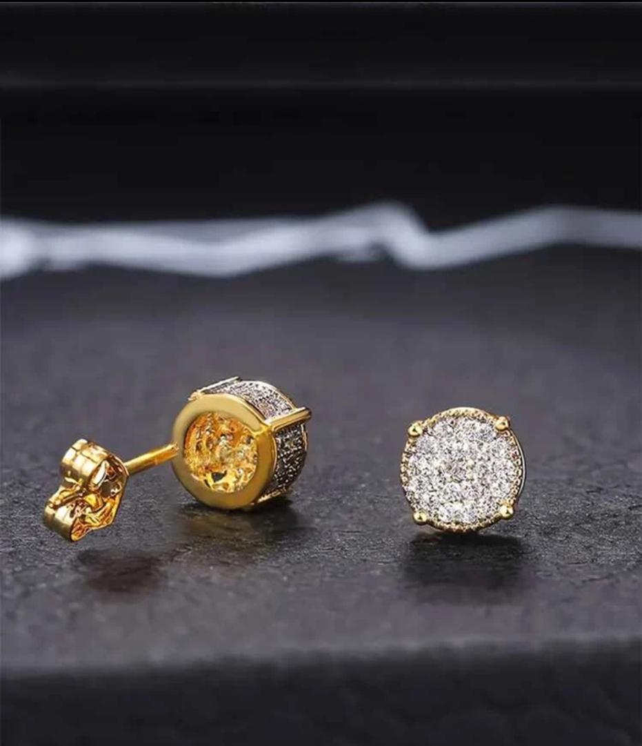 Men Cubic Zirconia Decor Stud Earrings