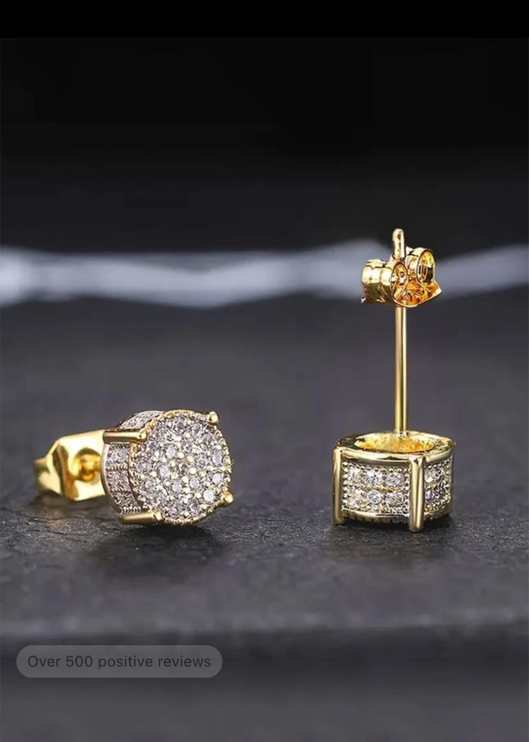 Men Cubic Zirconia Decor Stud Earrings